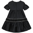 Girls Black Embellished Dress, 2, hi-res